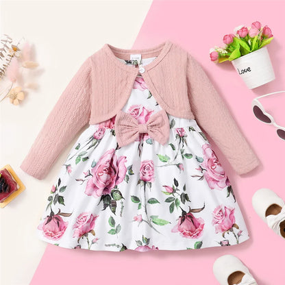 Baby/Toddler Floral Print Dress & Cardigan Set (Age 6M-3YRS)