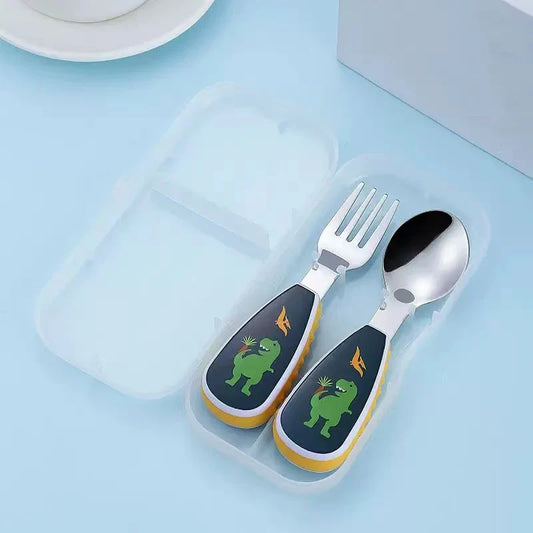 Toddler Cute Utensils Feeding Spoon And Fork Set Stainless Steel