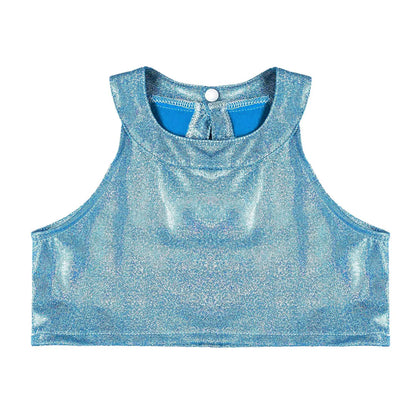 Girls Metallic Shiny Sleeveless Crop Top (Age 24M-16 YRS)