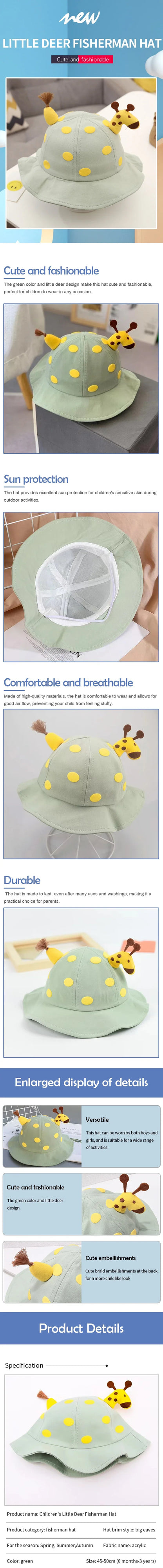 Children Giraffe Fisherman Hat