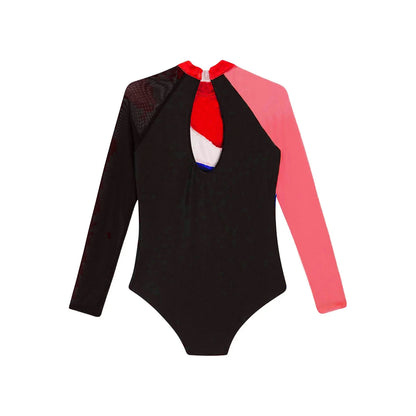 Girls Ballet Dance Leotard Gymnastics  Rhinestones Sheer Mesh Long Sleeve (Age 4-16 YRS)