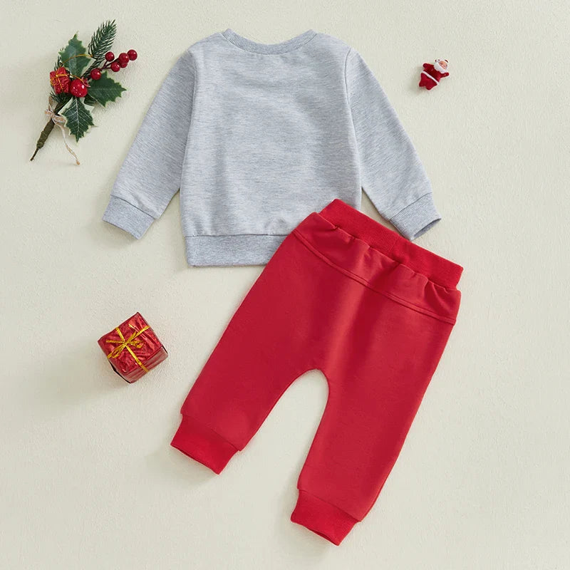 Baby Boys Santa Sweatshirt & Sweatpants Christmas Outfit (Age Newborn-24M)