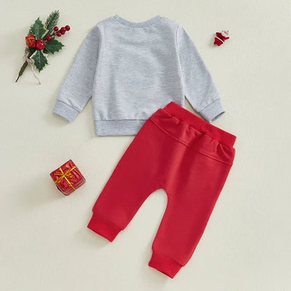 Baby Boys Santa Sweatshirt & Sweatpants Christmas Outfit (Age Newborn-24M)