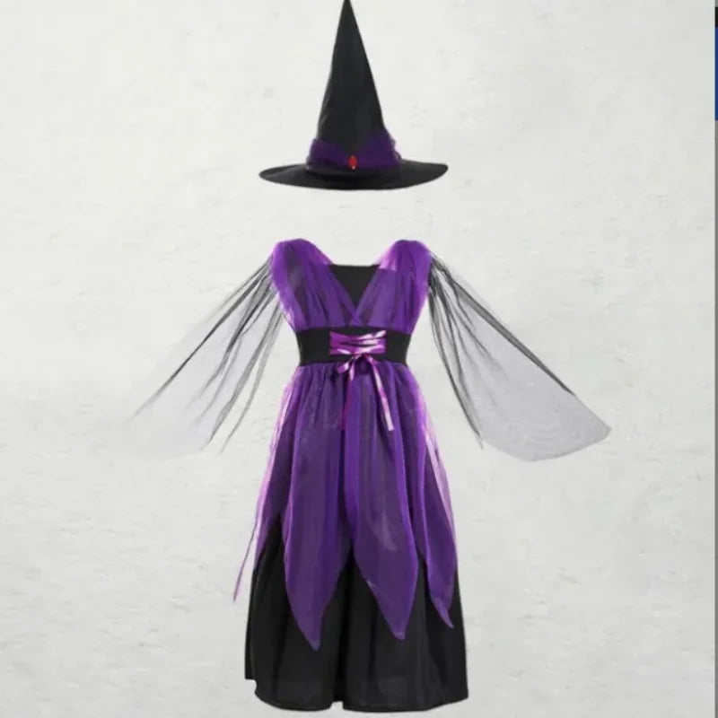 Children's Role-playing Witch Costumes Baby Girls Halloween Costumes Cosplay Costumes Kids Dress Performance Costumes Modal B
