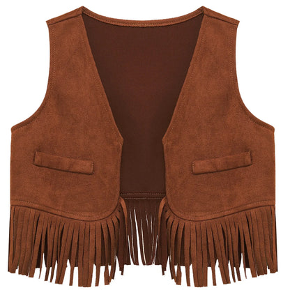 Baby Boys/Girls Western Cowboy Suede Tassels Vest (Age Newborn-24M)