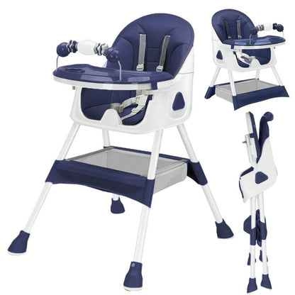 Foldable Baby High Chair 6 Months Plus, with Large Antislip Pad & ToyRack, Easy to Clean Feeding