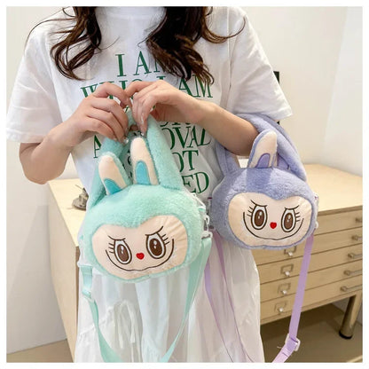 Labubu Plush Crossbody Bag | Soft Kawaii Shoulder Bag with Zipper