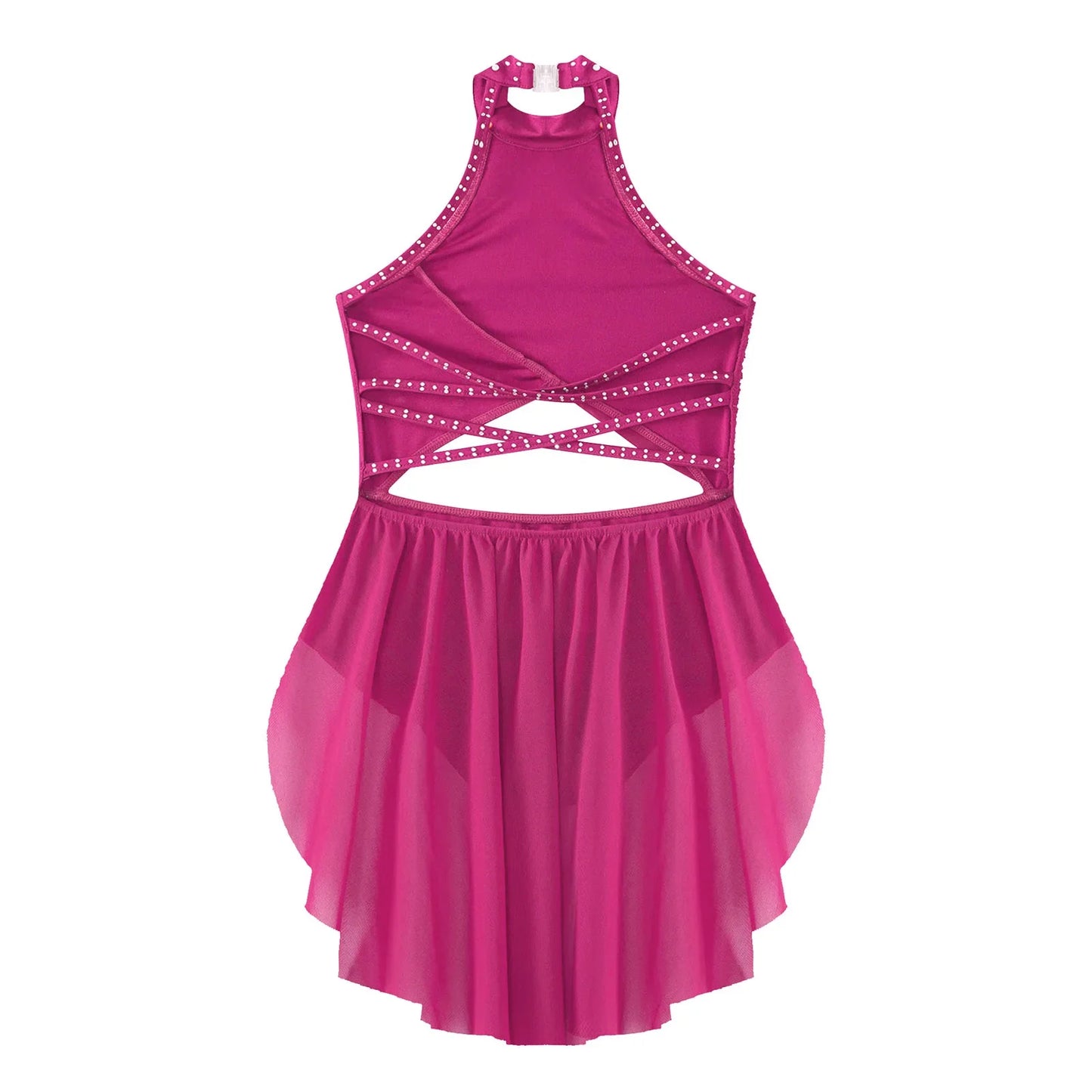 Girls Dance Rhinestone Dress Costume (Age 6-16YRS)