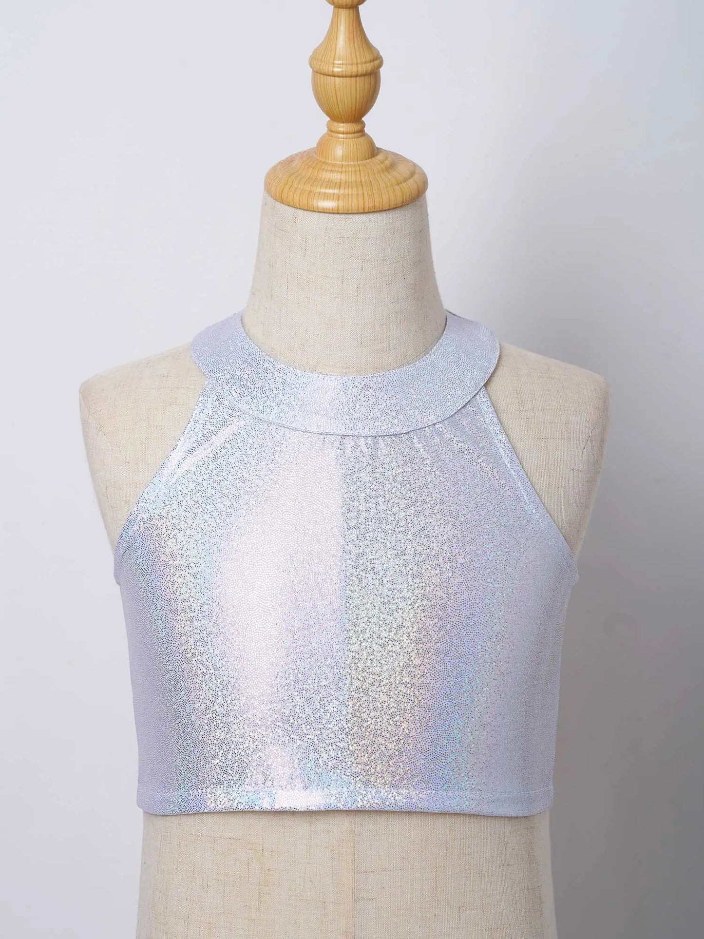 Girls Metallic Shiny Sleeveless Crop Top (Age 24M-16 YRS)