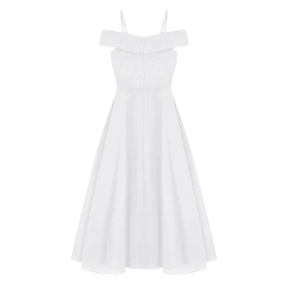 Girls Chiffon Off-the-Shoulder Adjustable A-Line Dress (Age 4-16 YRS)