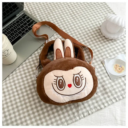 Labubu Plush Crossbody Bag | Soft Kawaii Shoulder Bag with Zipper