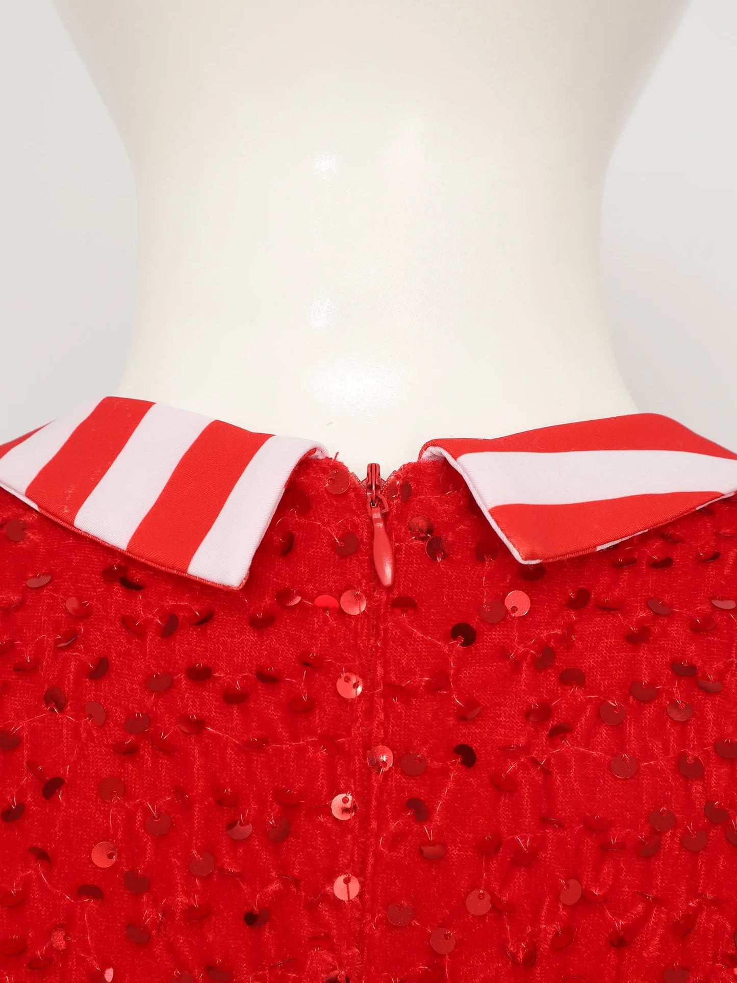 Girls Christmas Candy Cane Long Sleeve Sequin Stripe Costume (Age 6-16 YRS)