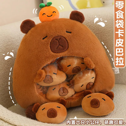 Plush Capybara Shark Shaped Snack Bag Stuffed Toy - 35cm