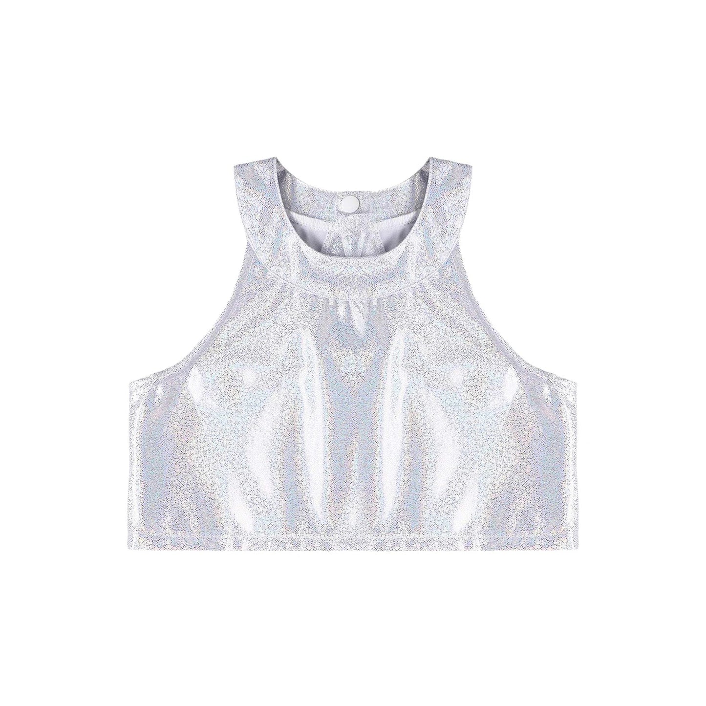 Girls Metallic Shiny Sleeveless Crop Top (Age 24M-16 YRS)