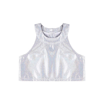 Girls Metallic Shiny Sleeveless Crop Top (Age 24M-16 YRS)