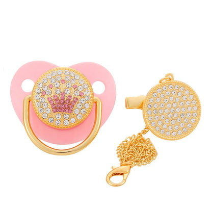Baby Rhinestone Bling Pacifier Dummy Clip
