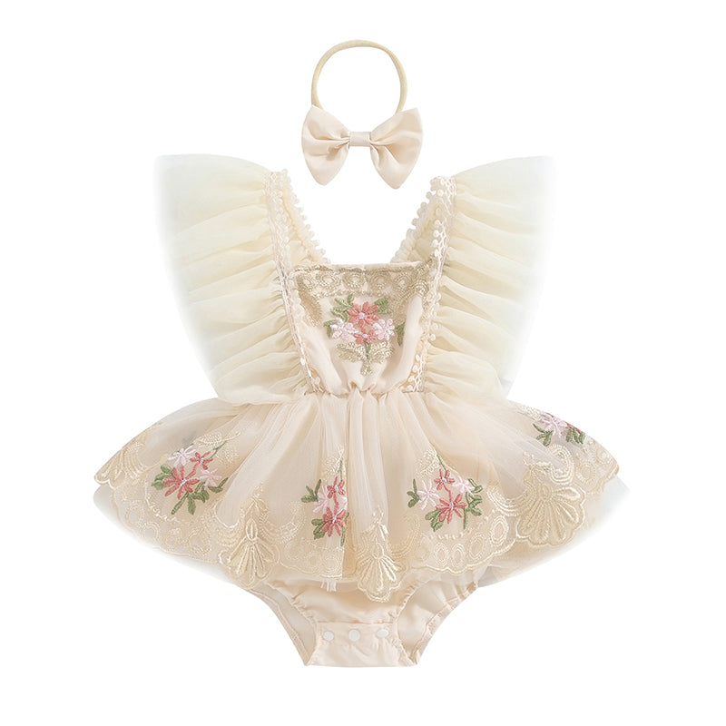 Baby Girls Embroidered Romper (Age 3M-24M)