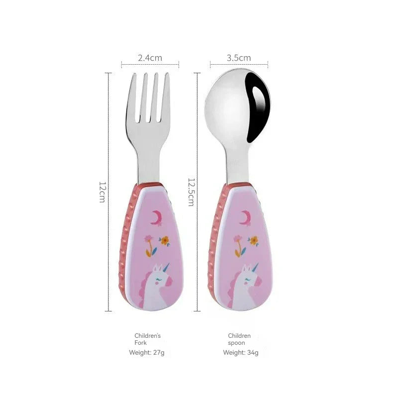 Toddler Cute Utensils Feeding Spoon And Fork Set Stainless Steel