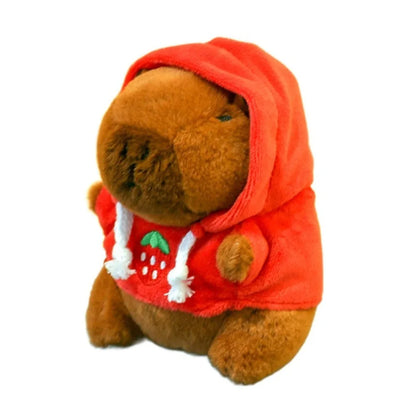 Plush Cute Capybara Stuffed Toy Hoodie with Wings - 12cm Red-Hoodie