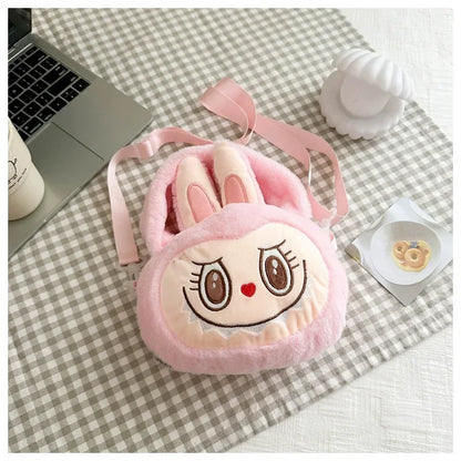 Labubu Plush Crossbody Bag | Soft Kawaii Shoulder Bag with Zipper