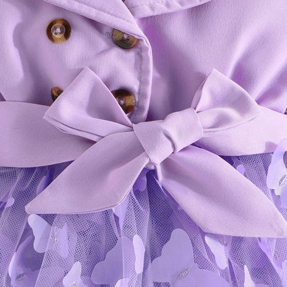 Baby Girls Long Sleeve Butterfly Embroidered Mesh Dress (Age 3M-24M)
