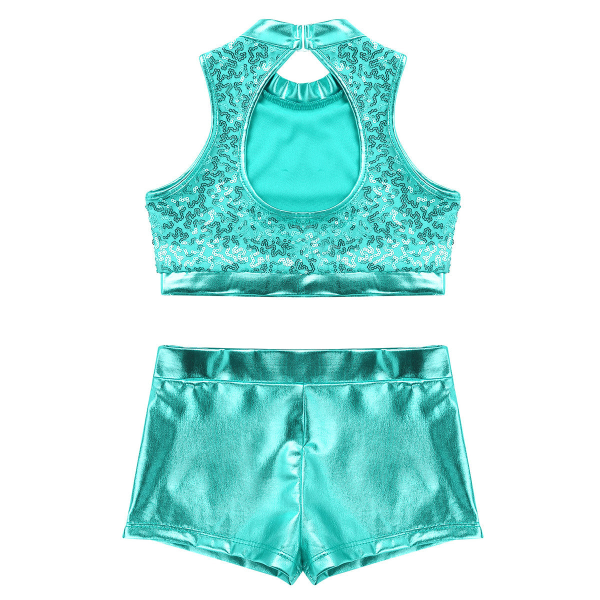 Girls Dance Costume Sequin Crop Top & Shorts Set (Age 6-12 YRS)