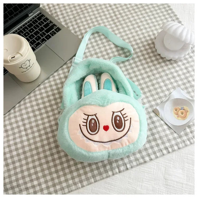 Labubu Plush Crossbody Bag | Soft Kawaii Shoulder Bag with Zipper