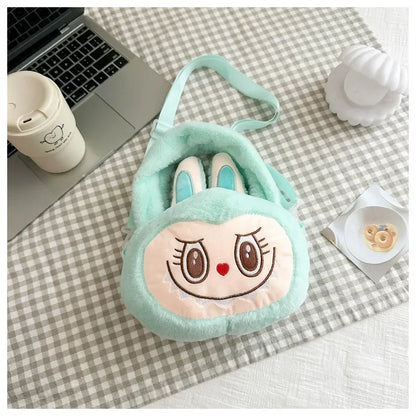 Labubu Plush Crossbody Bag | Soft Kawaii Shoulder Bag with Zipper