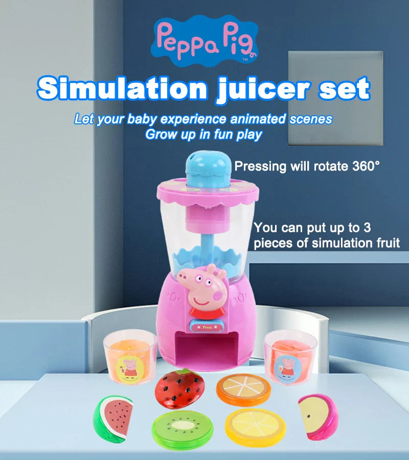 Peppa Pig Simulated Juicer Kids Playing House Emulation Blender Toy Simulation Fruits Toddler Early Tducation Children's Gifts