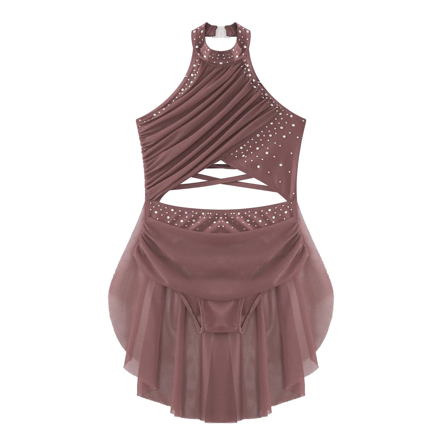 Girls Dance Rhinestone Dress Costume (Age 6-16YRS)