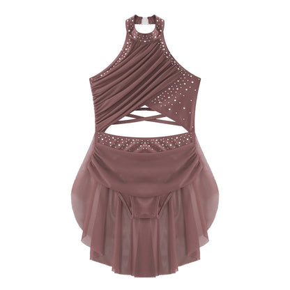 Girls Dance Rhinestone Dress Costume (Age 6-16YRS)