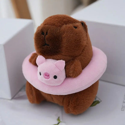 Plush Cute Capybara Stuffed Toy Hoodie with Wings - 12cm Pink-duck