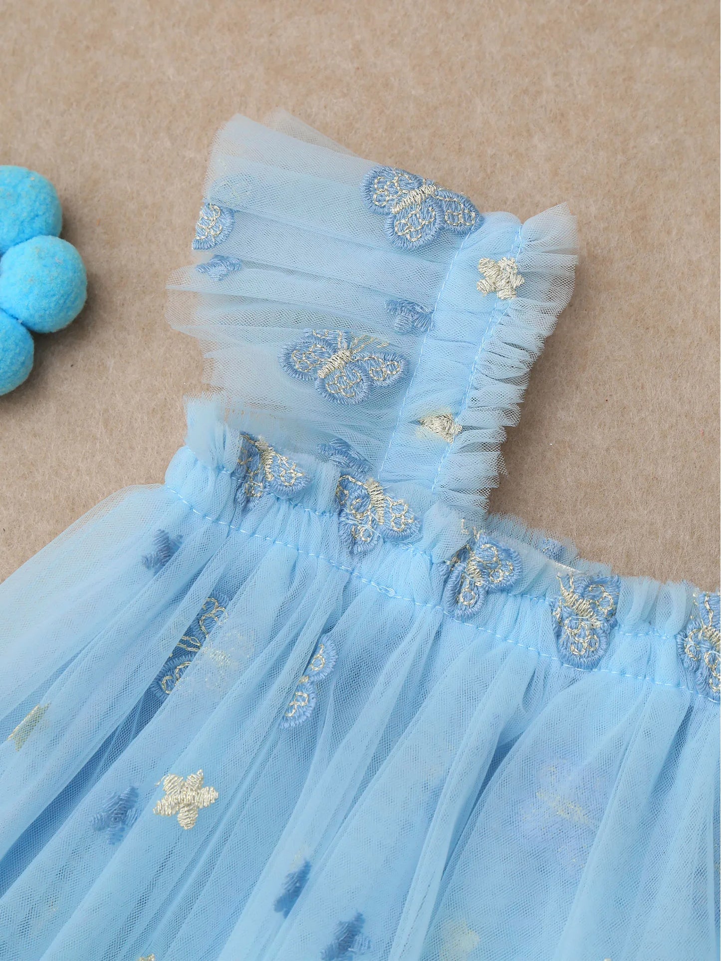 Girls Tulle Ruffled Butterfly Embroidery Dress (Age 12M-6 YRS)