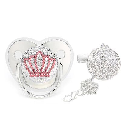 Baby Rhinestone Bling Pacifier Dummy Clip