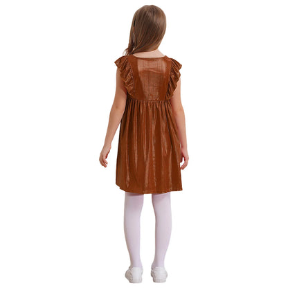Girls Metallic Sleeveless Ruffles A-Line Dress (Age 24M-10YRS)