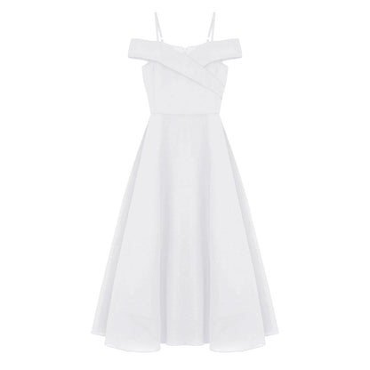 Girls Chiffon Off-the-Shoulder Adjustable A-Line Dress (Age 4-16 YRS)