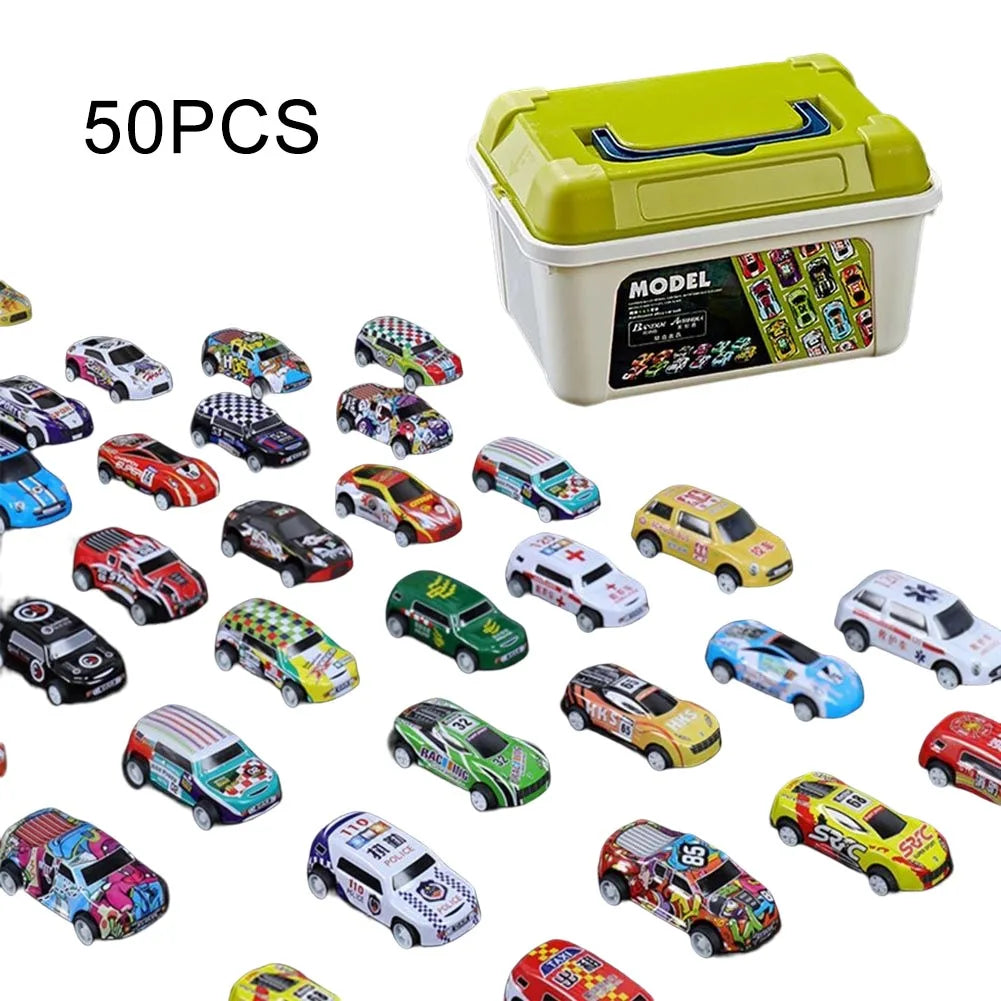 50/30/20Pcs Mini Alloy Car Model Set with Storage Box