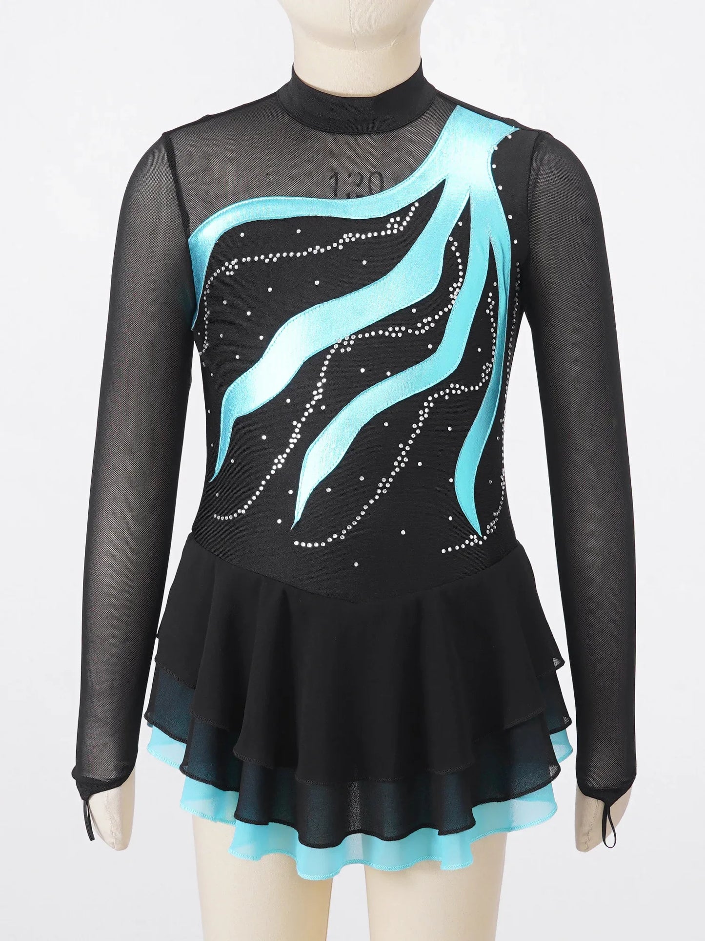 Girls Rhinestone Figure Skating Leotard Dress (Age 6-16 YRS)