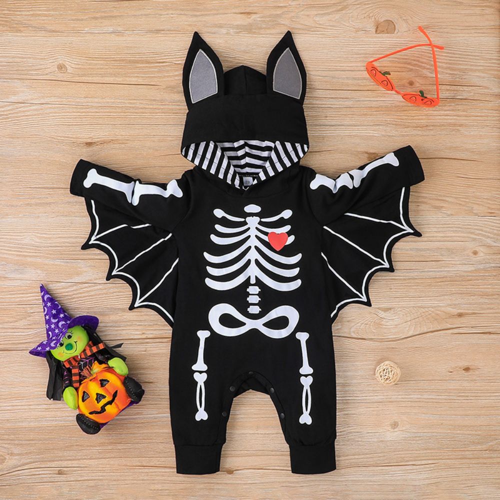 Baby Black Skeleton Bat Halloween Costume (Age Newborn - 12M) Black