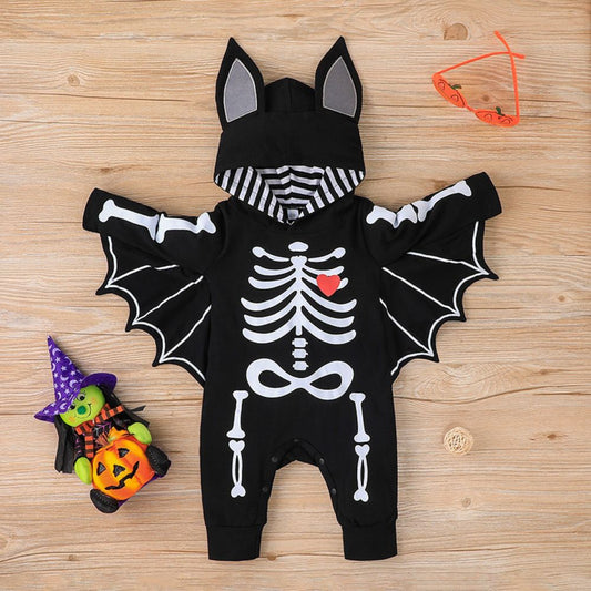 Baby Black Skeleton Bat Halloween Costume (Age Newborn - 12M) Black