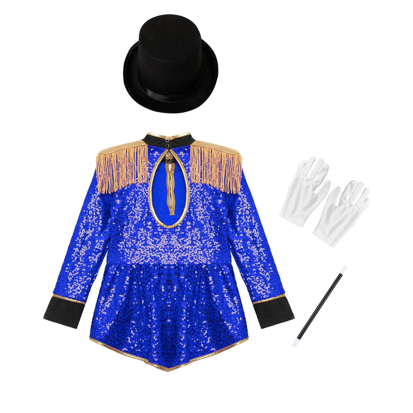 Girls Red Sequin Ringmaster Costume (Age 6-16YRS)