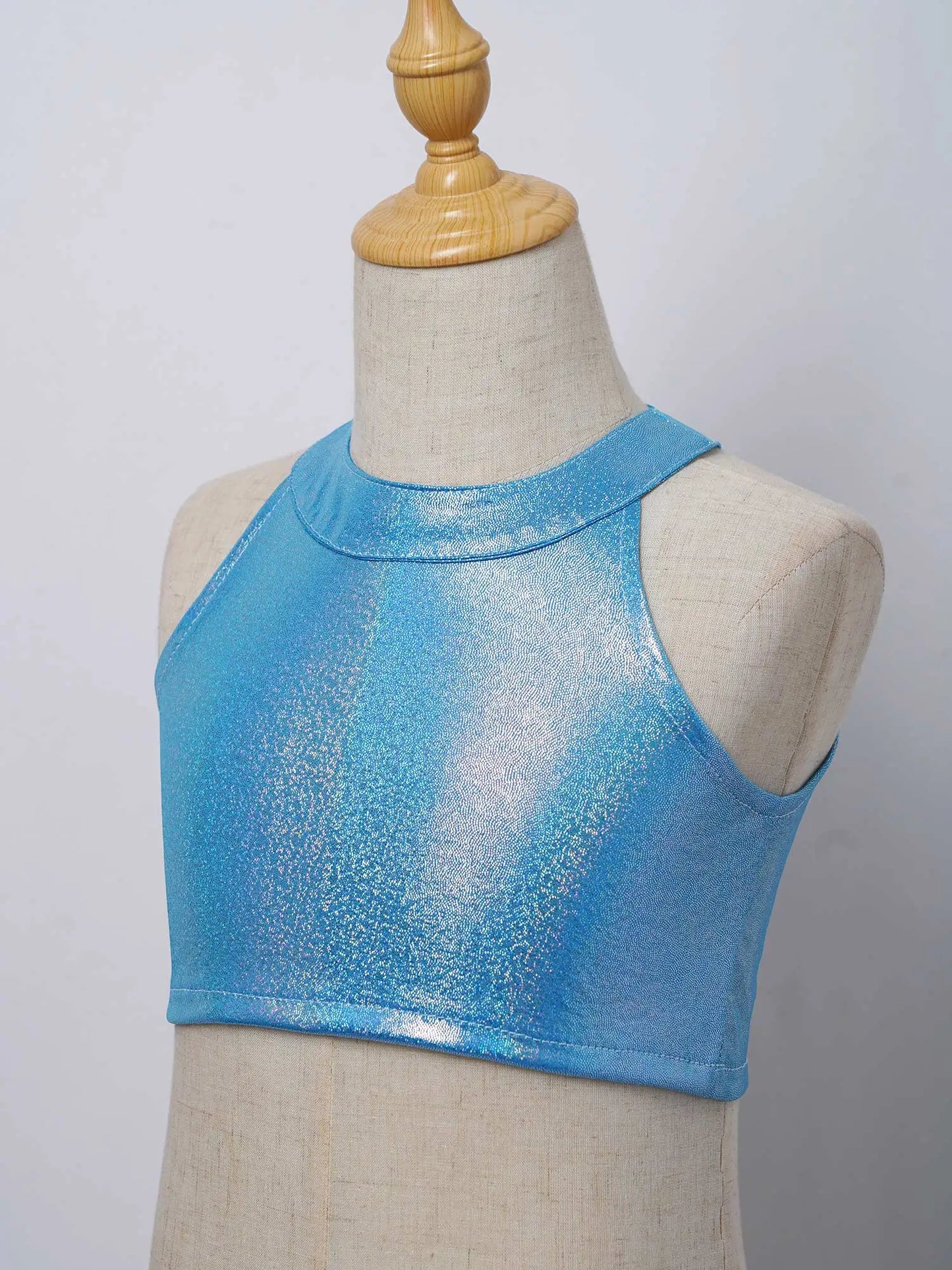 Girls Metallic Shiny Sleeveless Crop Top (Age 24M-16 YRS)