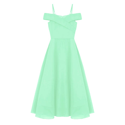 Girls Chiffon Off-the-Shoulder Adjustable A-Line Dress (Age 4-16 YRS)