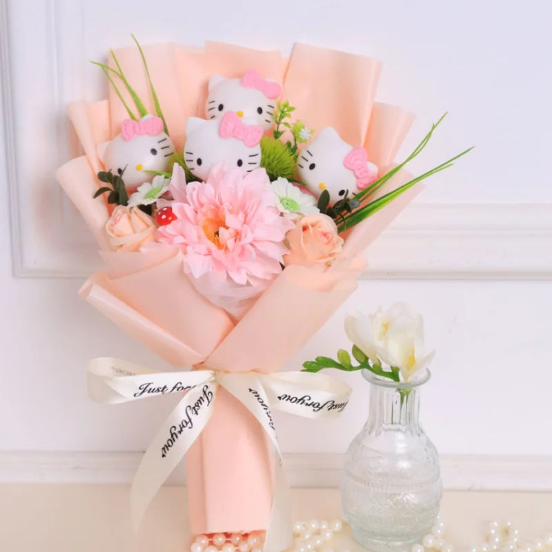 Plush Miss Kitty Stuffed Gift Flower Bouquet