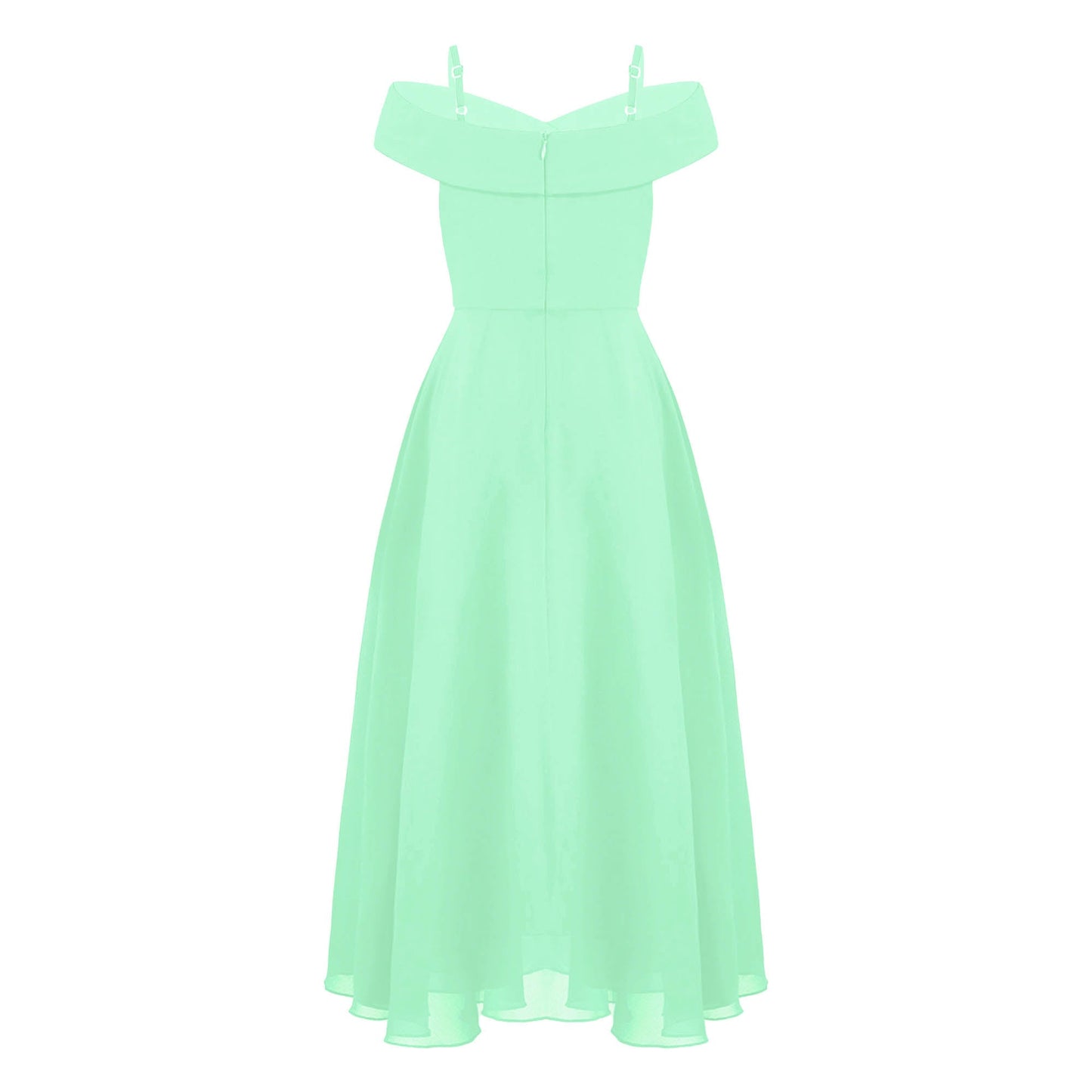 Girls Chiffon Off-the-Shoulder Adjustable A-Line Dress (Age 4-16 YRS)