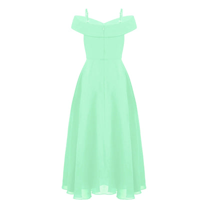 Girls Chiffon Off-the-Shoulder Adjustable A-Line Dress (Age 4-16 YRS)
