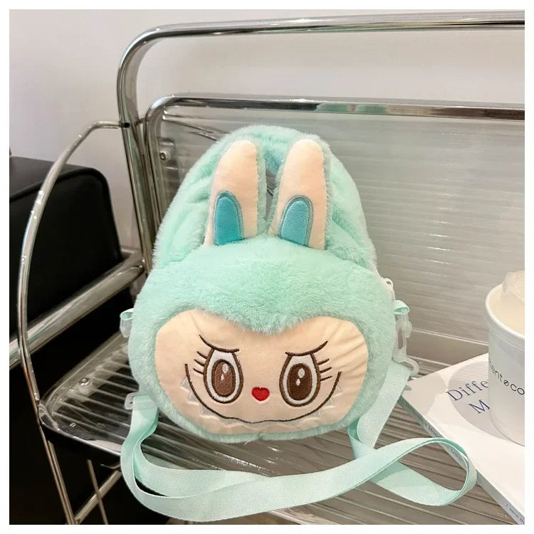 Labubu Plush Crossbody Bag | Soft Kawaii Shoulder Bag with Zipper