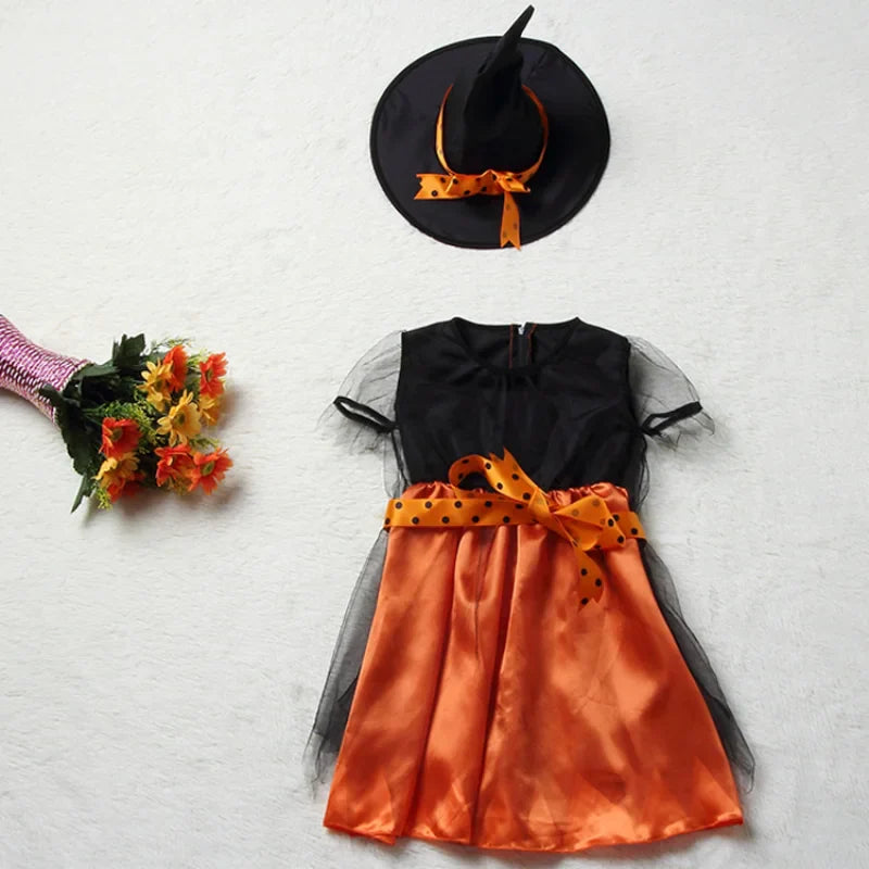 Children's Role-playing Witch Costumes Baby Girls Halloween Costumes Cosplay Costumes Kids Dress Performance Costumes