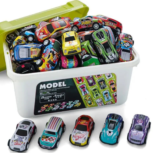 50/30/20Pcs Mini Alloy Car Model Set with Storage Box