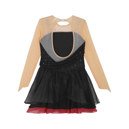 Girls Ballet Dance Rhinestone Long Sleeve Gymnastics Leotard (Age 6-16 YRS)